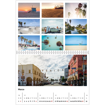 Calendario personalizado doble A4 — Cuadrícula de imagen [Marzo]