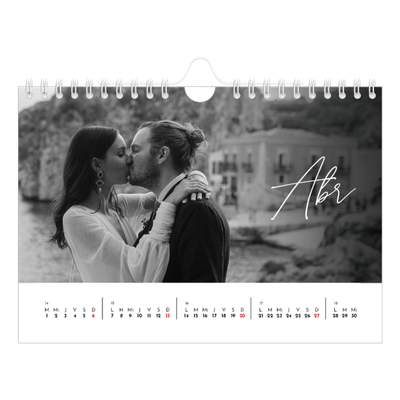 Calendario personalizado A5 — Escritura elegante [Abril]