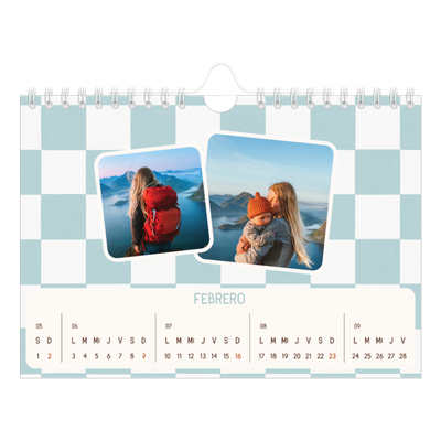 Calendario personalizado A5 — Patrones retro [Febrero]