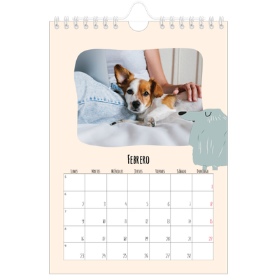Calendario personalizado A5 — Perros y garabatos [Febrero]