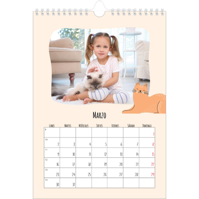 Calendario personalizado A4 — Gatos y garabatos [Marzo]
