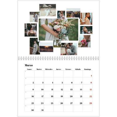 Calendario personalizado doble A4 — Formas de collage [Marzo]