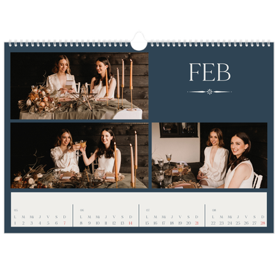 Calendario A3 horizontal — Pizarra y caligrafía [Febrero]