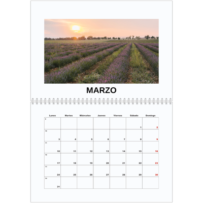 Calendario personalizado doble A4 — Foto simple [Marzo]