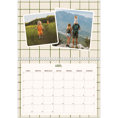 Calendario personalizado doble A4 — Patrones retro [Abril]