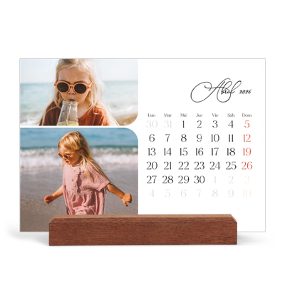 Calendario de mesa con base de madera - apaisado  — Fotos y caligrafía [Abril]