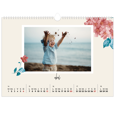 Calendario A3 horizontal — Flores pintadas [Abril]