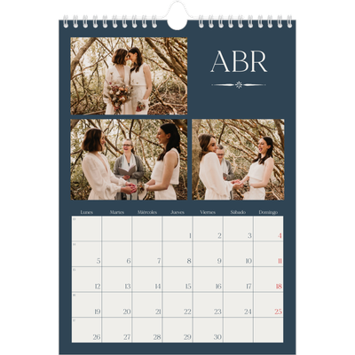 Calendario personalizado A4 — Pizarra y caligrafía [Abril]