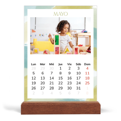 Calendario de mesa con base de madera - vertical  — Efecto pincel [portada]