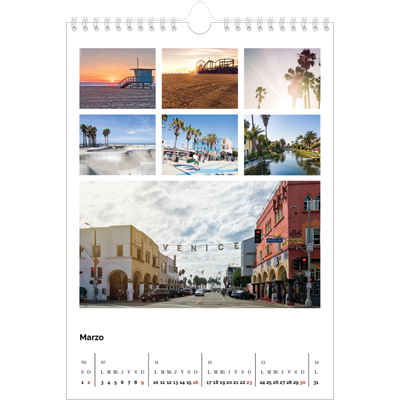 Calendario personalizado A4 — Cuadrícula de imagen [Marzo]