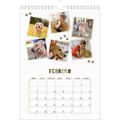 Calendario personalizado A4 — Cachorro juguetón [Febrero]