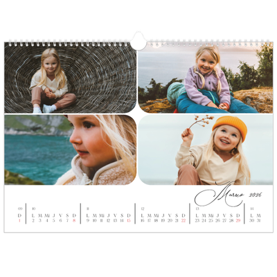 Calendario A3 horizontal — Fotos y caligrafía [Marzo]