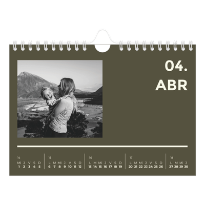 Calendario personalizado A5 — Contemporáneo atrevido [Abril]