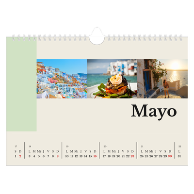 Calendario A4 horizontal — Lugares del mundo [Mayo]