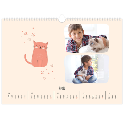 Calendario A3 horizontal — Gatos y garabatos [Abril]