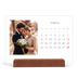 Calendario de mesa con base de madera - apaisado  — Clásico cobalto [Febrero]