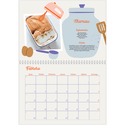 Calendario personalizado doble A4 — Año en recetas [Febrero]