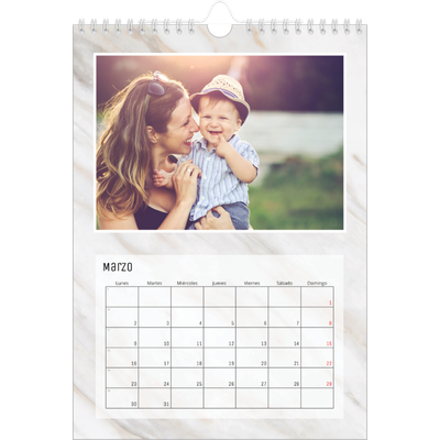 Calendario personalizado A4 — Fondos de mármol [Marzo]