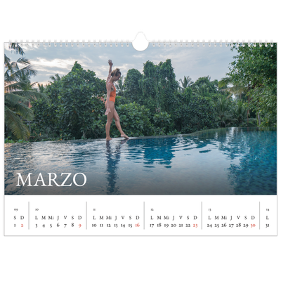 Calendario A3 horizontal — Serif sencillo [Marzo]
