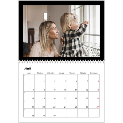 Calendario personalizado doble A4 — Margen negro [Abril]