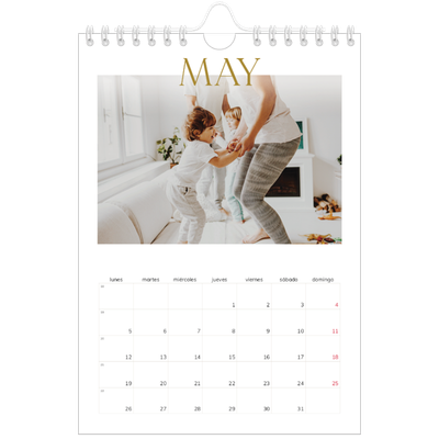 Calendario personalizado A5 — Texto dorado grande [portada]