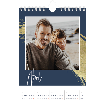 Calendario personalizado A5 — Fondos de pincel dorado [Abril]