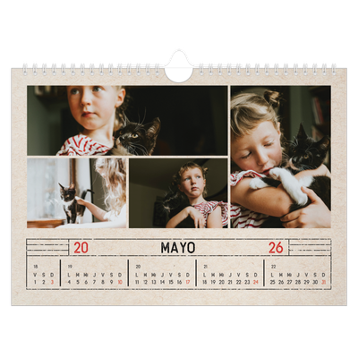 Calendario A4 horizontal — Efecto de sello craft [portada]