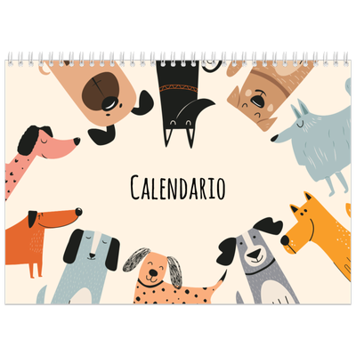 Calendario personalizado doble A4 — Perros y garabatos [portada]