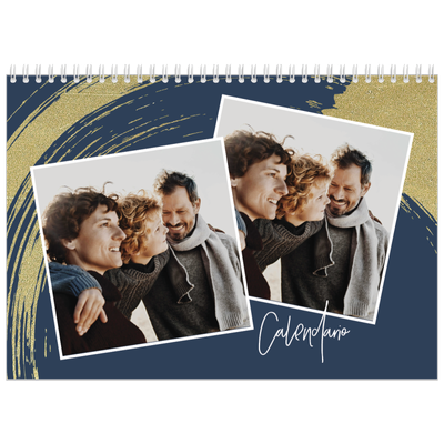 Calendario personalizado doble A4 — Fondos de pincel dorado [portada]