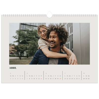 Calendario A3 horizontal — Marfil simple [Abril]
