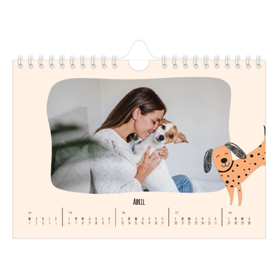 Calendario personalizado A5 — Perros y garabatos [Abril]