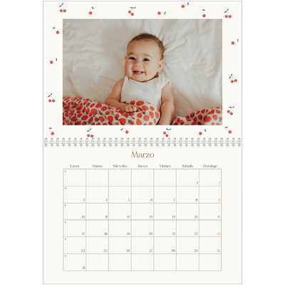 Calendario personalizado doble A4 — Pequeñas cerezas [Marzo]