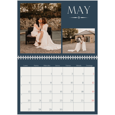 Calendario personalizado doble A4 — Pizarra y caligrafía [Mayo]
