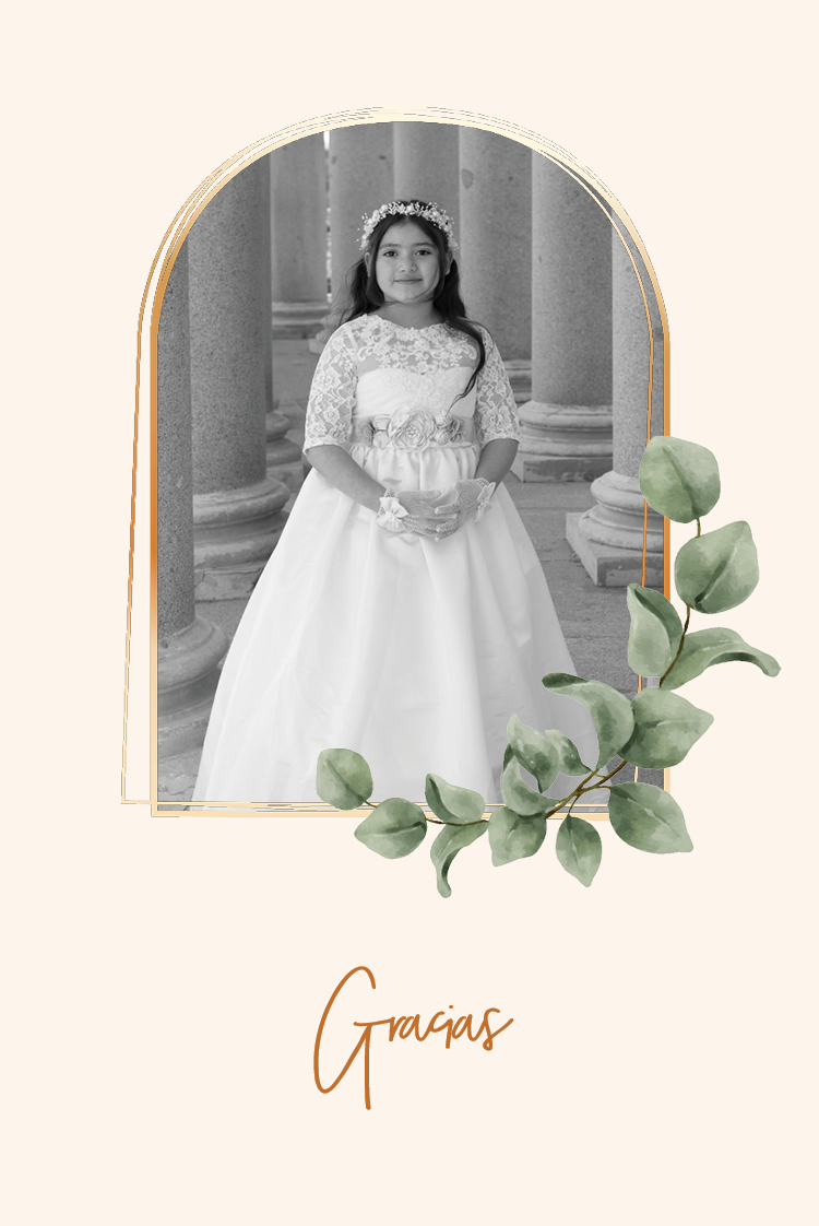 Tarjetas de agradecimiento — Arco botánico dorado