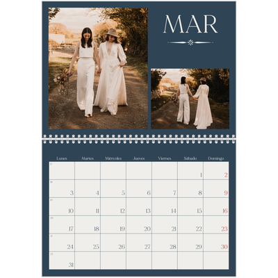 Calendario personalizado doble A4 — Pizarra y caligrafía [Marzo]