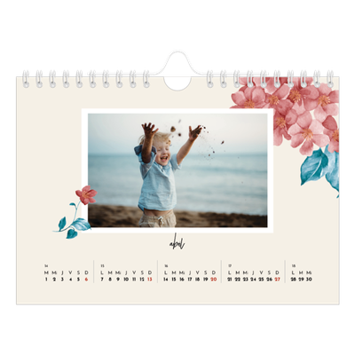 Calendario personalizado A5 — Flores pintadas [Abril]