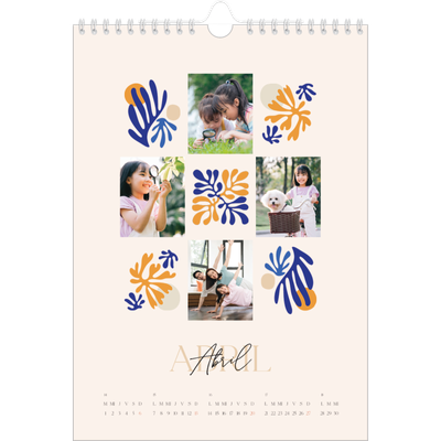 Calendario personalizado A4 — Coral minimalista [portada]