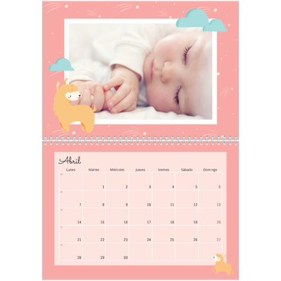 Calendario personalizado doble A4 — Animalitos [Abril]
