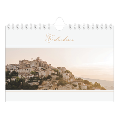 Calendario personalizado A5 — Banner de texto dorado [portada]