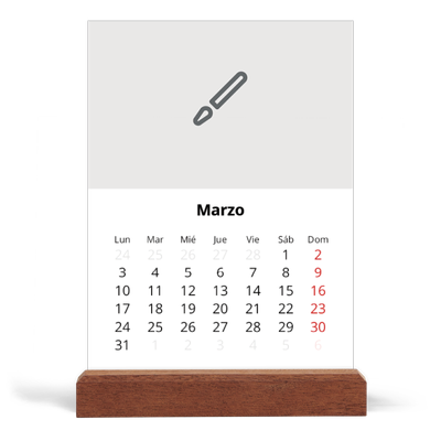 Calendario de mesa con base de madera - vertical  — Diseña tu producto [Marzo]