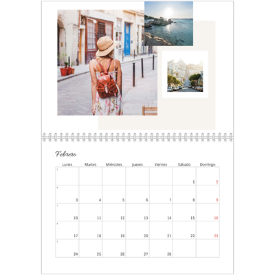 Calendario personalizado doble A4 — Tonos apagados [Febrero]