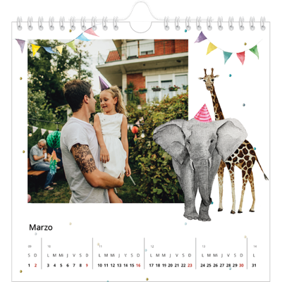 Calendarios Cuadrados — Animales de acuarela [Marzo]