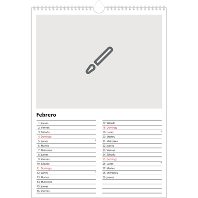 Calendarios A3 — Diseña tu producto [Febrero]