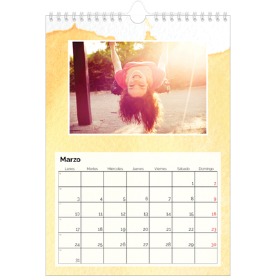 Calendario personalizado A4 — Fondos de acuarela [Marzo]