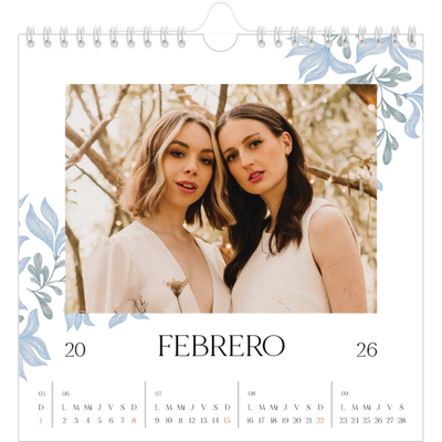 Calendarios Cuadrados — Romance en blanco y azul [Febrero]