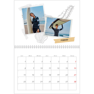 Calendario personalizado doble A4 — Scrapbook con estilo [Febrero]