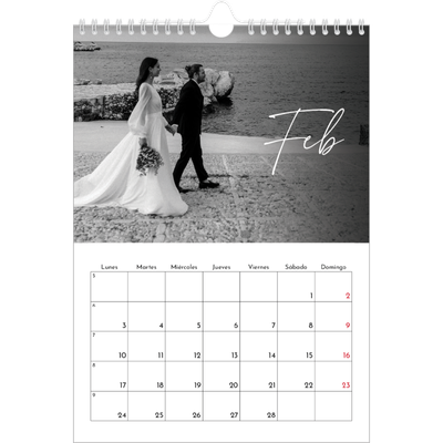 Calendario personalizado A4 — Escritura elegante [Febrero]