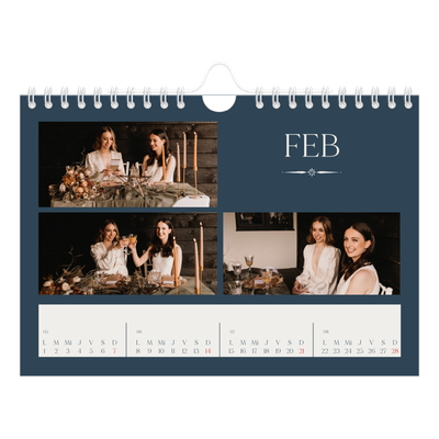 Calendario personalizado A5 — Pizarra y caligrafía [Febrero]