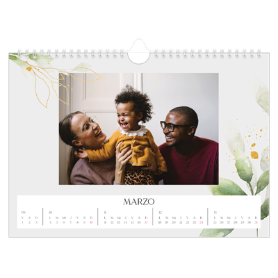 Calendario A4 horizontal — Salpicado floral [Marzo]