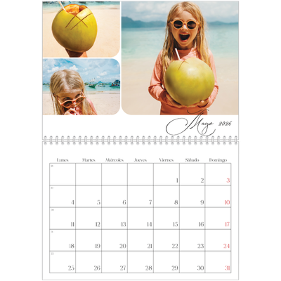 Calendario personalizado doble A4 — Fotos y caligrafía [portada]
